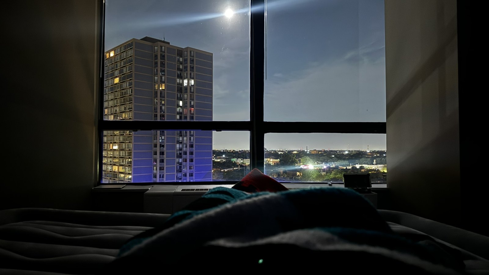 The moon over Chicago from Josh’s bedroom window at night